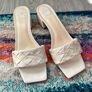 New Vince Camuto white leather heeled sandals